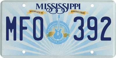 MS license plate MFO392