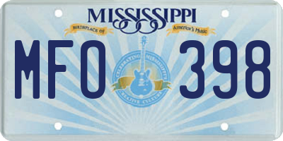 MS license plate MFO398