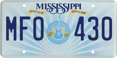 MS license plate MFO430