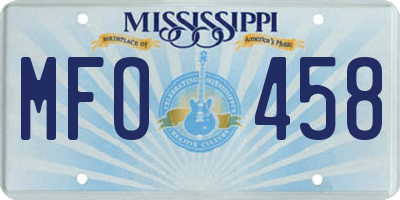 MS license plate MFO458
