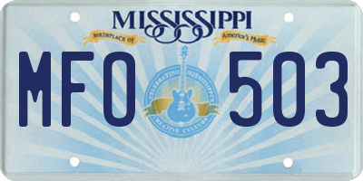 MS license plate MFO503