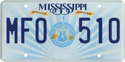 MS license plate MFO510