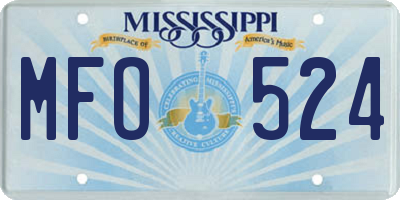 MS license plate MFO524
