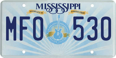 MS license plate MFO530
