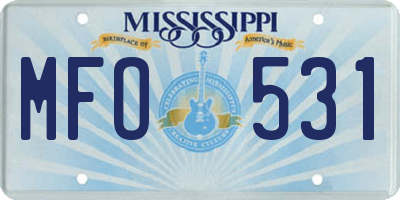 MS license plate MFO531