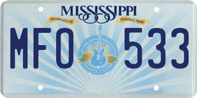 MS license plate MFO533