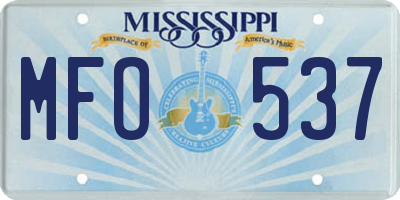 MS license plate MFO537