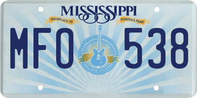 MS license plate MFO538