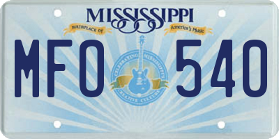 MS license plate MFO540