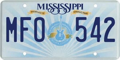 MS license plate MFO542