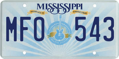 MS license plate MFO543