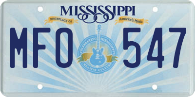 MS license plate MFO547