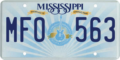 MS license plate MFO563
