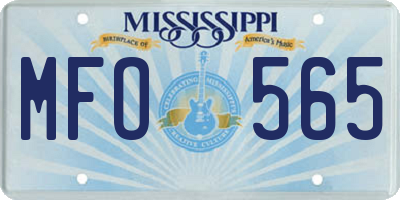 MS license plate MFO565