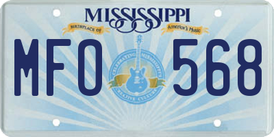 MS license plate MFO568