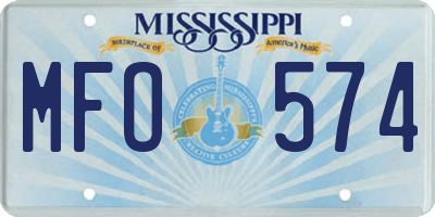 MS license plate MFO574