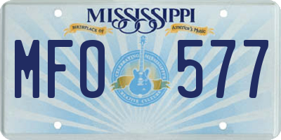 MS license plate MFO577