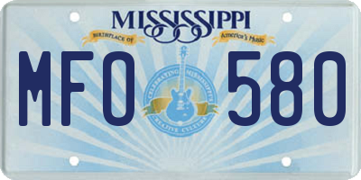 MS license plate MFO580