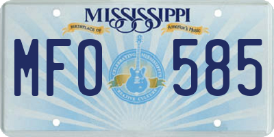 MS license plate MFO585