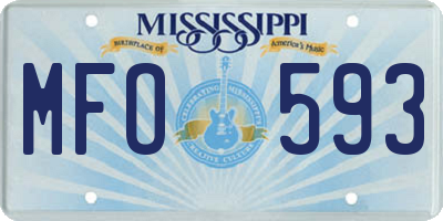 MS license plate MFO593