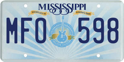 MS license plate MFO598