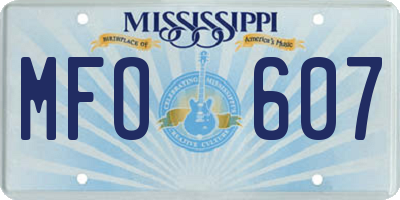 MS license plate MFO607