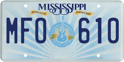 MS license plate MFO610