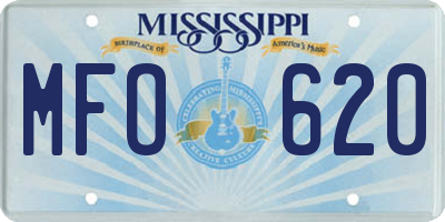 MS license plate MFO620