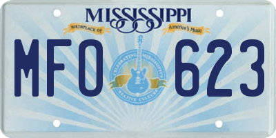 MS license plate MFO623