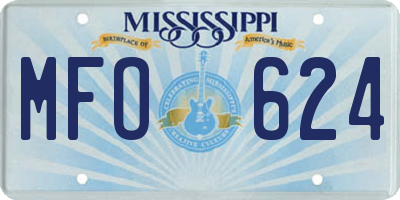 MS license plate MFO624