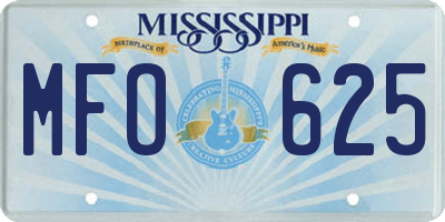 MS license plate MFO625