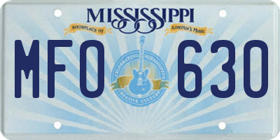 MS license plate MFO630