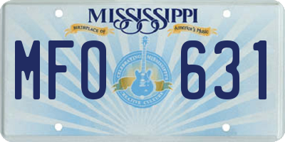 MS license plate MFO631