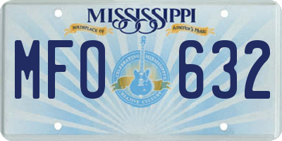 MS license plate MFO632