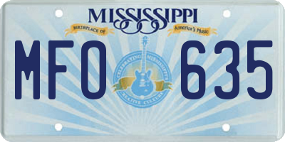 MS license plate MFO635