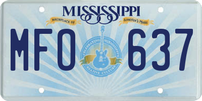 MS license plate MFO637