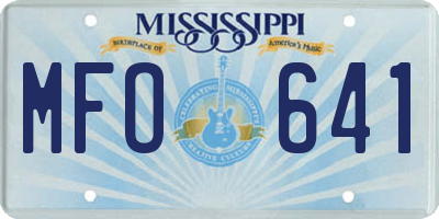 MS license plate MFO641