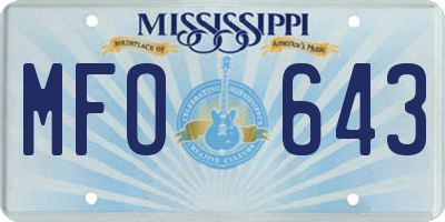 MS license plate MFO643
