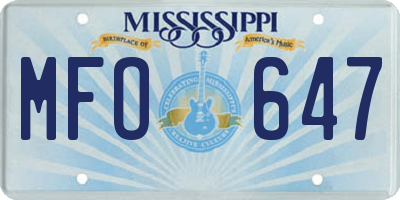 MS license plate MFO647
