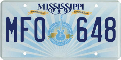 MS license plate MFO648