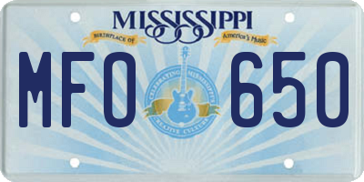 MS license plate MFO650
