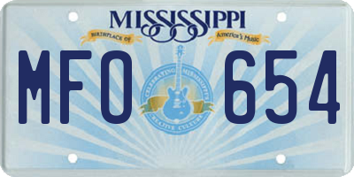 MS license plate MFO654