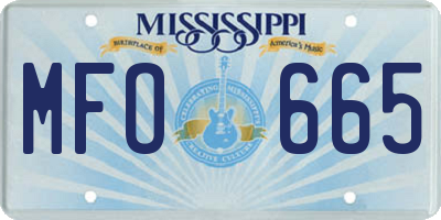 MS license plate MFO665