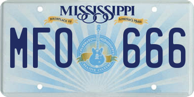 MS license plate MFO666