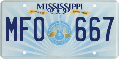 MS license plate MFO667