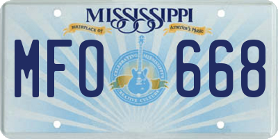 MS license plate MFO668