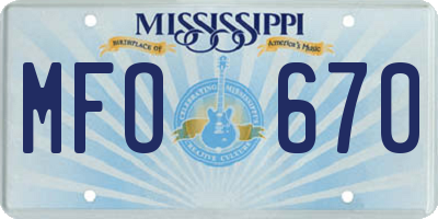 MS license plate MFO670