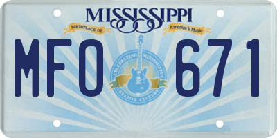 MS license plate MFO671
