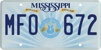 MS license plate MFO672