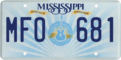 MS license plate MFO681